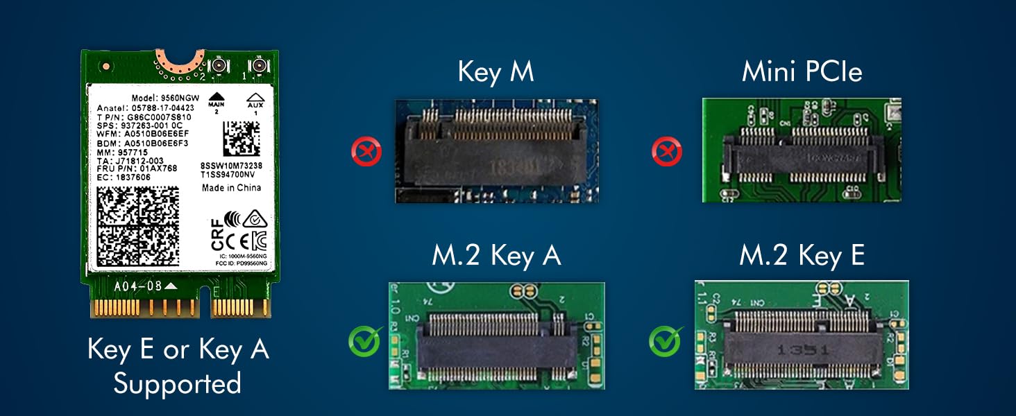 Legacy CNVio Wireless Adapter for Intel AC 9560 | Dual-Band WiFi 5 802.11ac | Up to 1.73 Gbps | Bluetooth 5.1 Compatible | Designed for 8th-9th Gen Intel CPUs | 9560NGW | No vPro