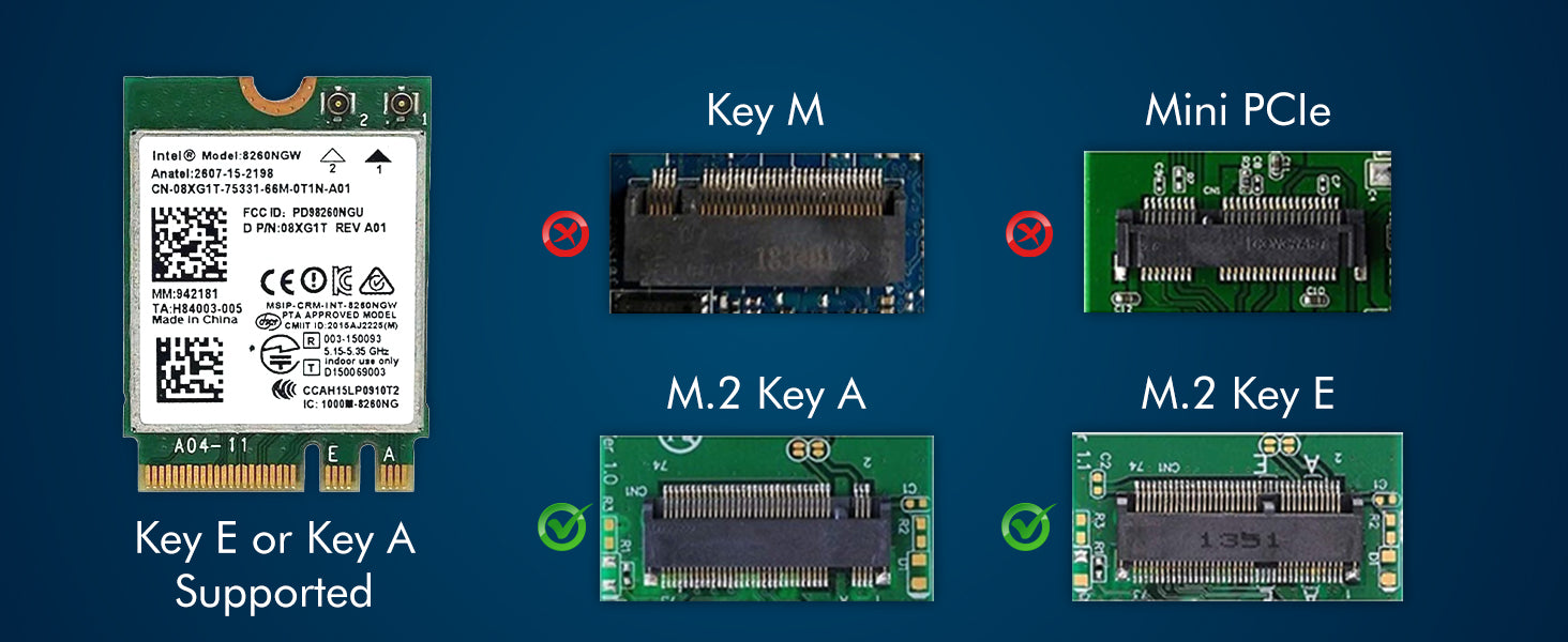 Legacy M.2 Wi-Fi-Adapter für Intel 8260 Wireless-AC | 867 Mbit/s WLAN mit Bluetooth 4.2 | 2,4 GHz und 5 GHz Netzwerkkarte | Funktioniert mit Intel, AMD, Linux und Windows | 8260NGW Wireless-Adapter
