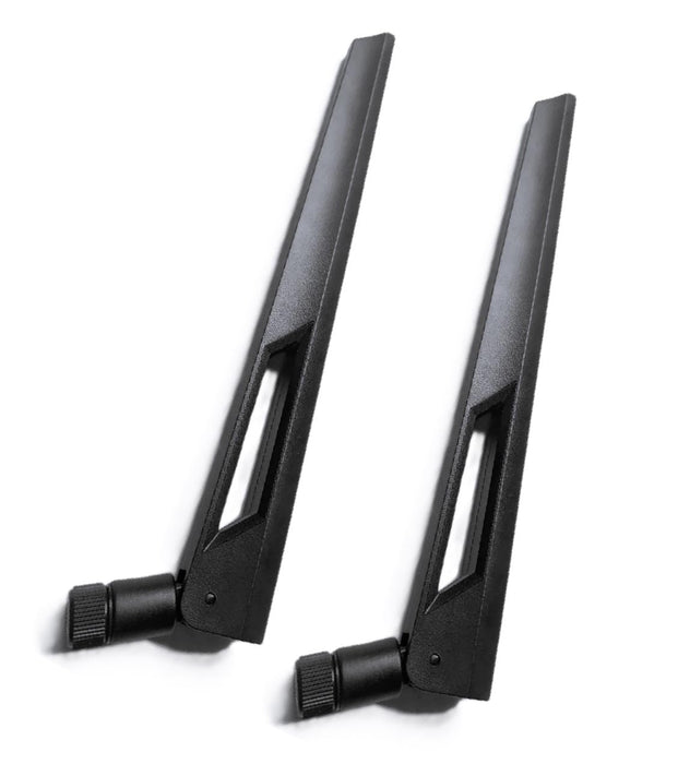 Black and Black 10dBi Dual Band Signal Booster Wi-Fi Antennas (2.4GHz/5GHz-5.8GHz) with RP-SMA Male Connector for Wireless Camera, Router, Hotspot - 2 Pack