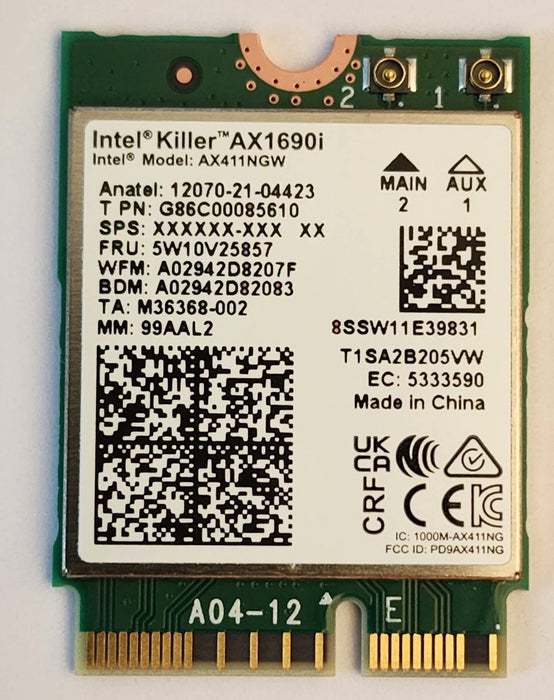AX411ngw Ax411 Ax1690i Double Connect WiFi 6E CNVoi2 Tri Band 2.4 | 5 | & 6GHz DCT Wireless Card for Intel Killer chip Laptop