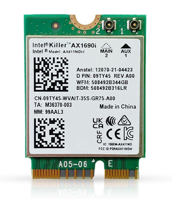 Killer Series for Intel AX1690i WiFi 6E Gaming Adapter Upgrade from AX411| CNVio2 M.2 WiFi Card | High-Speed 3.0 Gbps WiFi for PC | Bluetooth 5.3 Support | Supports Intel 12th+ Gen CPUs