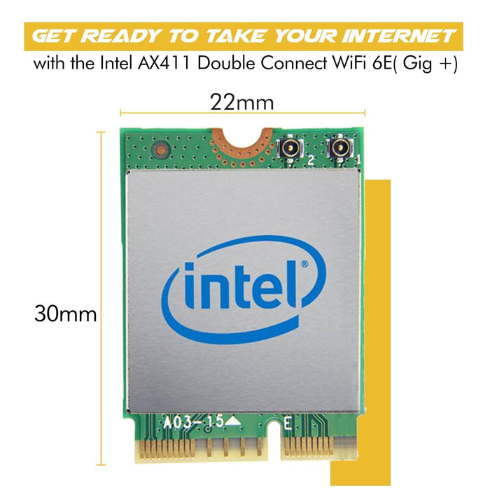 WiFi 6E-Adapter für Intel AX411 | Tri-Band-Wireless | Bis zu 3,0 Gbit/s | CNVio2 M.2-Format für PCs | Bluetooth 5.3-Unterstützung | Für Intel-CPUs der 12. Generation und neuer, Windows 10/11, Linux | AX411NGW