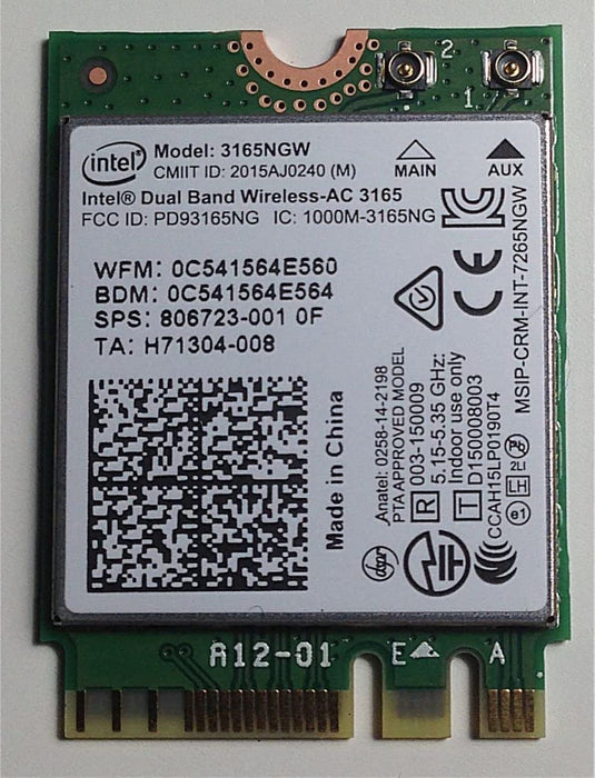 INTEL WIRELESS-AC 3165 3165.NGWG DUAL BAND 1X1 AC+BT M.2 BROWN BOX