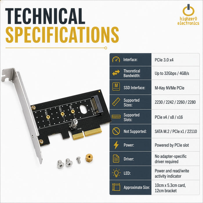 M.2 NVMe SSD NGFF zu PCIE X4 Adapter M Key Schnittstellenkarte Unterstützt PCI-e PCI Express 3.0 x4 2230-2280 Größe M2 SSD M2 PCIE Adapter