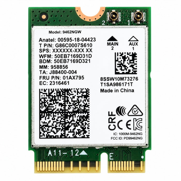 Legacy M.2 Wi-Fi Adapter für Intel 9462 Wireless-AC | 433Mbps WLAN mit Bluetooth 5.1 | 2.4GHz & 5GHz Netzwerkkarte | Entwickelt für 8. & 9. Gen Intel CPU | 9462NGW Wireless Adapter