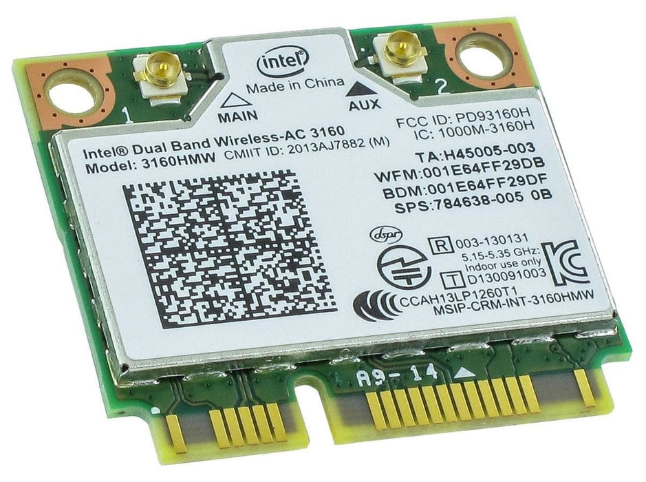 Intel '3160hmwg' Ieee 802.11ac Bluetooth 4.0 - Wi-fi/bluetooth Combo Adapter For Notebook - Pci Express - 433 Mbit/s - 2.40 Ghz Ism - 5 Ghz Unii - Internal