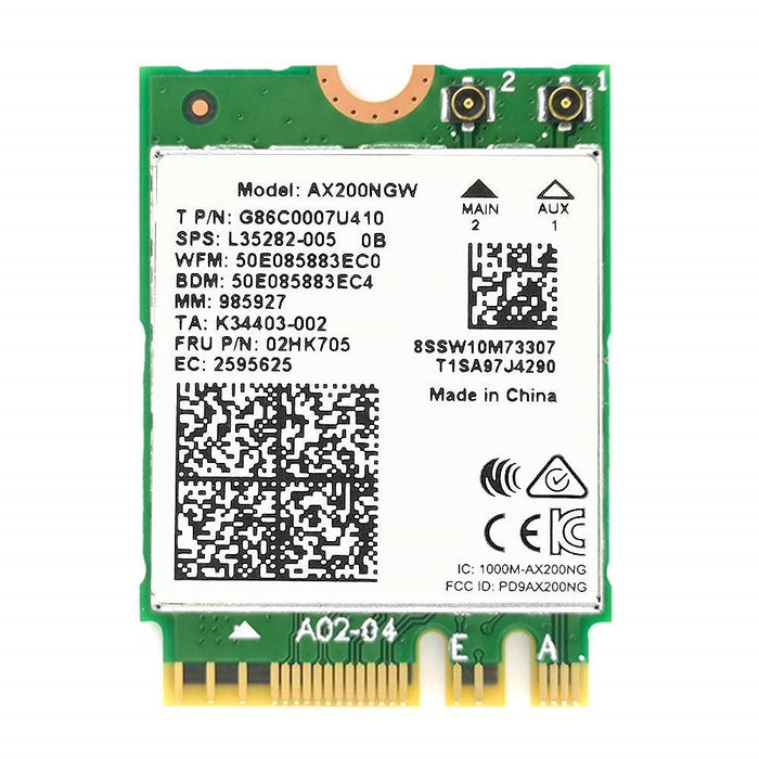 WiFi 6 Dual Band Adapter für Intel AX200 | M.2 Schnittstelle 802.11ax für PCs | Bis zu 2,4 Gbit/s | Bluetooth 5.2 aktiviert | Kompatibel mit den meisten Systemen | AX200NGW Kein vPro