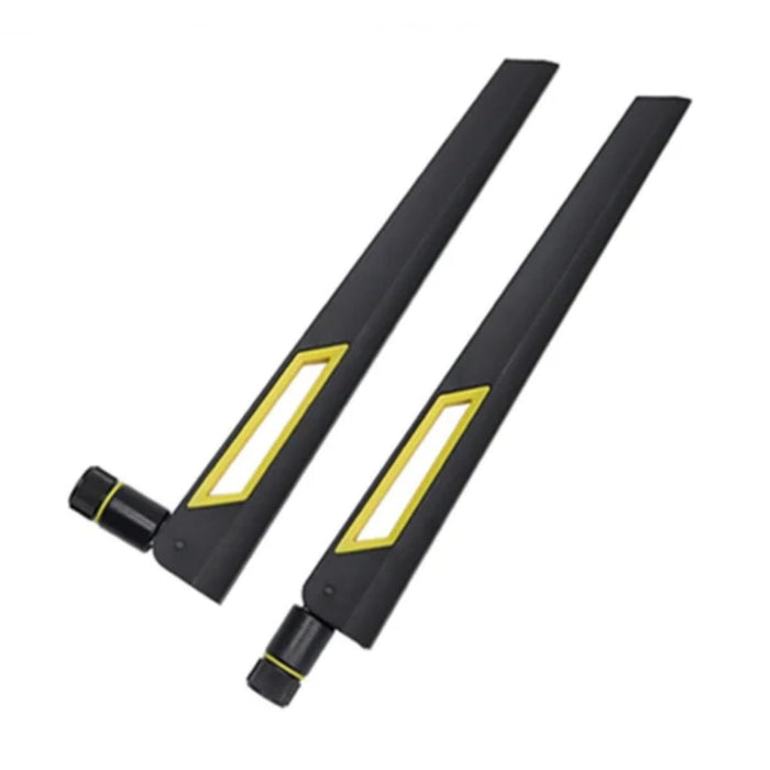 Schwarze und goldene 10-dBi-Dualband-Signalverstärker-WLAN-Antennen (2,4 GHz/5 GHz-5,8 GHz) mit RP-SMA-Stecker für drahtlose Kamera, Router, Hotspot – 2er-Pack