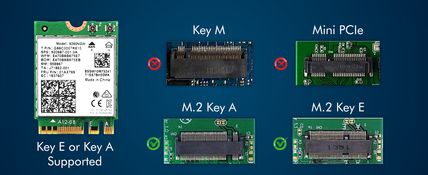 HighZer0 Electronics AC 9260 802.11ac M.2 Bluetooth 5.1 Legacy Network Card | WiFi 5 up to 1.73Gbps, MU-MIMO | Compatible with Intel, AMD, Linux & Windows 10/11 | 9260NGW WiFi Adapter