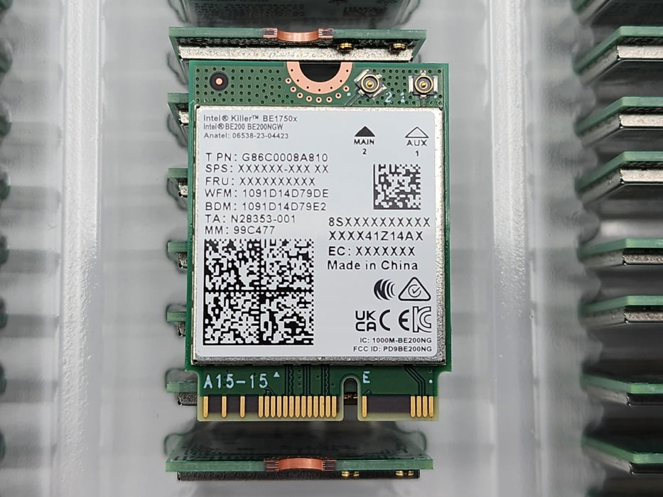 Intel Killer BE200 1750x &amp;amp; BT 5.4 Wi-Fi 7-Karte mit M.2. PCIe Key E-Schnittstelle für Intel-Prozessoren, Einzelpackung. Ultraniedrige Latenz, ideal für Gaming.