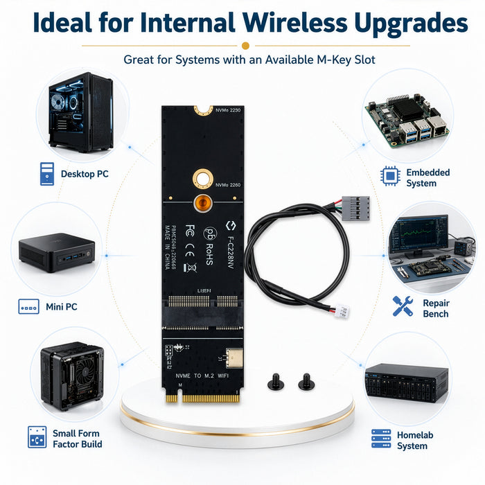 M.2 Key M to Key E A+E WiFi Adapter | M2 2230 Wireless Card Converter Kit