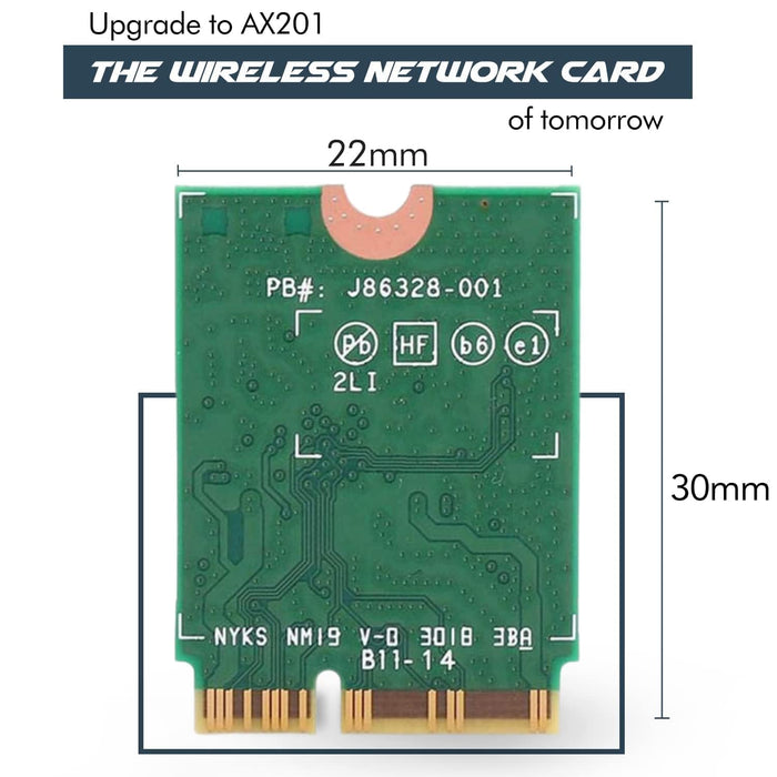 HighZer0 Electronics AX201 WiFi 6-Karte | Dualband-WLAN | 2,4 Gbit/s | CNVio2 M.2-WLAN-Karte für PC | Unterstützt Bluetooth 5.2 | Erfordert Intel-CPU der 10. Generation oder höher mit Windows 10+ oder Linux | AX201NGW