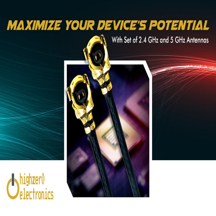 WiFi Antenna for PC, Laptop, Desktop & Motherboard | 2.4GHz/5GHz/6GHz | 4th Generation U.FL (Compatible with MHF4 and IPEX4) Connectors on M2 Wi-Fi Cards | 2-Pack 10cm (4in)