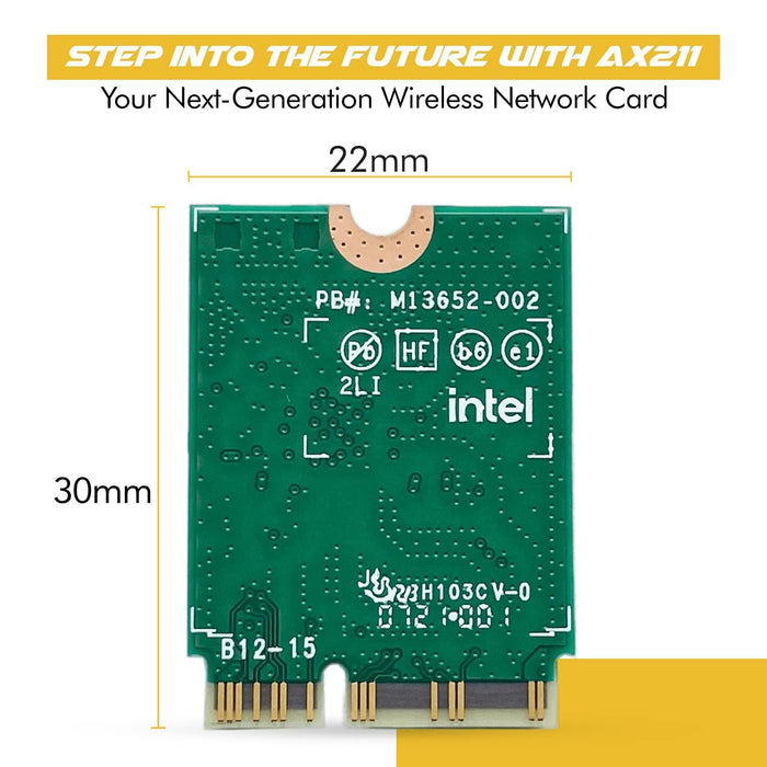 HighZer0 Electronics AX211 WiFi 6E Card | Tri-Band Wi-Fi | Up to 2.4 Gbps | CNVio2 M.2 Wifi Card for PC | Supports Bluetooth 5.3 | Requires Intel 11th+ Gen CPU Windows 10/11, Linux | AX211NGW
