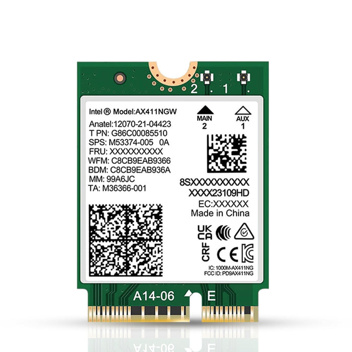 WiFi 6E-Adapter für Intel AX411 | Tri-Band-Wireless | Bis zu 3,0 Gbit/s | CNVio2 M.2-Format für PCs | Bluetooth 5.3-Unterstützung | Für Intel-CPUs der 12. Generation und neuer, Windows 10/11, Linux | AX411NGW