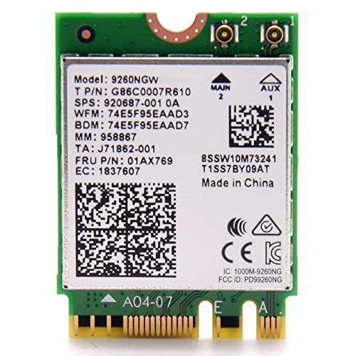 Diseñado para la tarjeta WiFi heredada Intel M.2 AC 9260 con Bluetooth 5.1 | Hasta 1,73 Gbps, MU-MIMO, WiFi 5 | Funciona con Intel, AMD, Linux y Windows 10/11 | No vPro | Adaptador WiFi modelo 9260NGW