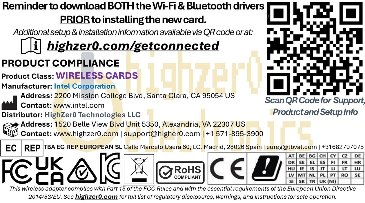 HighZer0 Electronics Wireless-AC 9260 Half Mini PCIe Network Card | 1.73 Gbps with Bluetooth 5.1 Support | HMC WLAN Replacement Part 9260.HMWG Wi-Fi Card 9260HMW