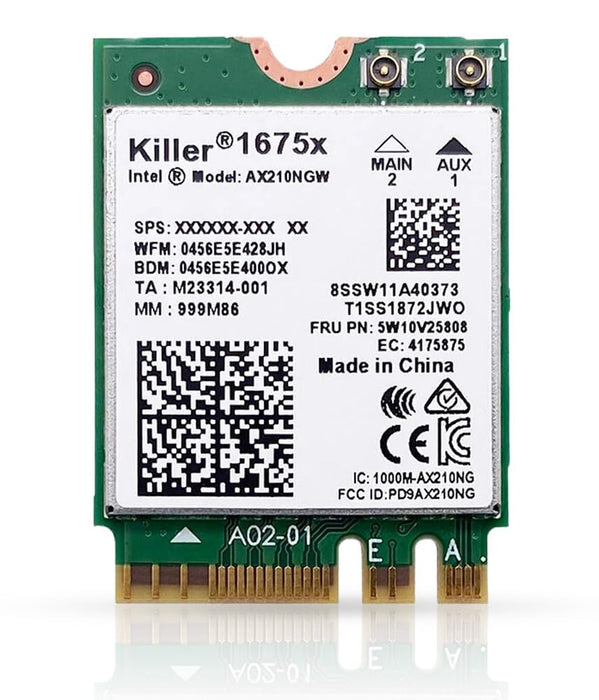 Killer Series for Intel AX1675x Gaming WiFi 6E Adapter Upgrade | M.2 WiFi Card for PC | 2.4 Gbps WiFi | Bluetooth 5.3 Compatible | For most Intel and AMD Systems