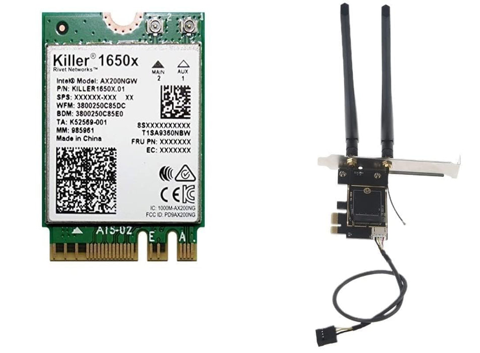 AX1650x Killer Series Desktop Wi-Fi 6 Kit | 2.4 Gbps | Bluetooth 5.2 Support | PCIe x4 | No vPro AX200.NGWG.NVXX