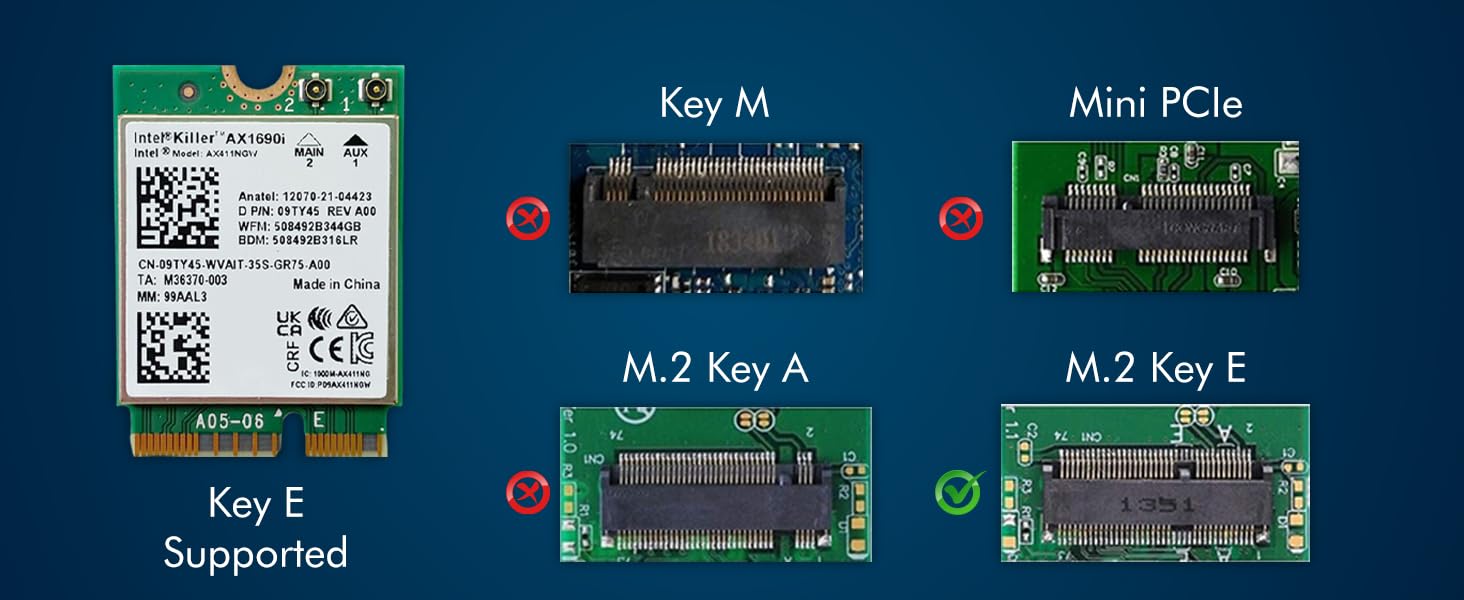 HighZer0 Electronics AX1690i Killer Series Adaptador WiFi 6E actualizado | Adaptador WiFi para juegos | Tarjeta Wifi CNVio2 M.2 | WiFi de 3,0 Gbps para PC | Soporte Bluetooth 5.3 | Requiere CPU Intel de 12.ª generación o más