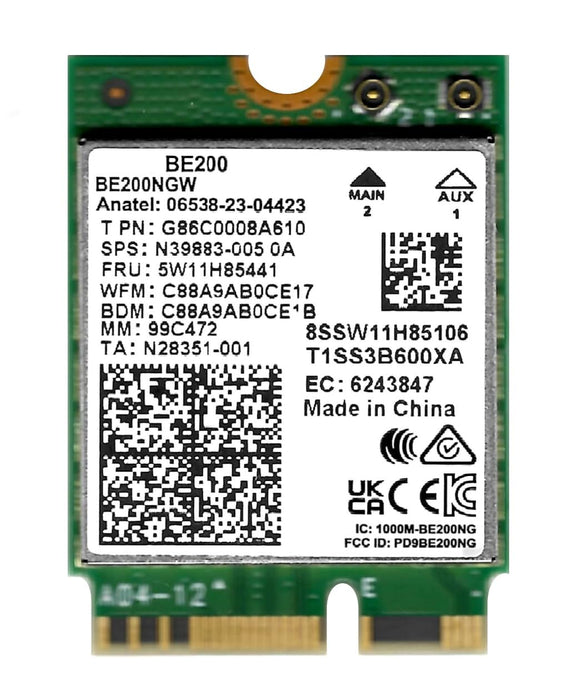 BE200 Desktop Wi-Fi 7 Kit | Wi-Fi 7 Tri Band 2,4/5/6 GHz | 5,8 Gbit/s | Bluetooth 5.4-Unterstützung | M.2 PCIe | Keine vPro 802.11BE Wireless-Karte BE200NGW