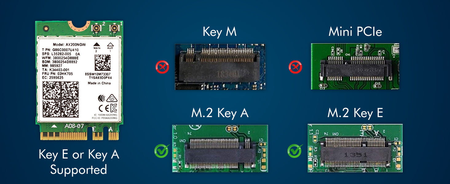 WiFi 6 Dual Band Adapter für Intel AX200 | M.2 Schnittstelle 802.11ax für PCs | Bis zu 2,4 Gbit/s | Bluetooth 5.2 aktiviert | Kompatibel mit den meisten Systemen | AX200NGW Kein vPro