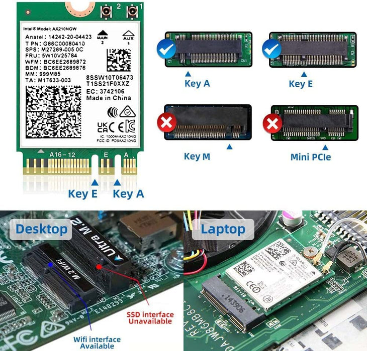 Intel Wifi 6e Ax210 (gig + ) Wireless Network Adapter no Vpro Bluetooth 5.2 Ax210.ngwg Wi-fi