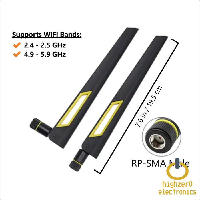 Black and Gold 10dbi Dual Band Signal Booster Wi-fi Antennas (2.4ghz/5ghz-5.8ghz) with Rp-sma Male Connector for Wireless Camera Router