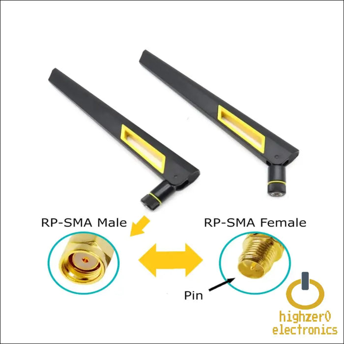 Black and Gold 10dbi Dual Band Signal Booster Wi-fi Antennas (2.4ghz/5ghz-5.8ghz) with Rp-sma Male Connector for Wireless Camera Router