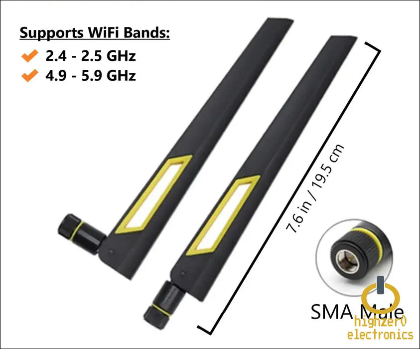 Black and Gold 10dbi Dual Band Signal Booster Wi-fi Antennas (2.4ghz/5ghz-5.8ghz) with Sma Male Connector for Wireless Camera Router