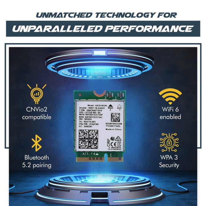 HighZer0 Electronics AX201 WiFi 6-Karte | Dualband-WLAN | 2,4 Gbit/s | CNVio2 M.2-WLAN-Karte für PC | Unterstützt Bluetooth 5.2 | Erfordert Intel-CPU der 10. Generation oder höher mit Windows 10+ oder Linux | AX201NGW