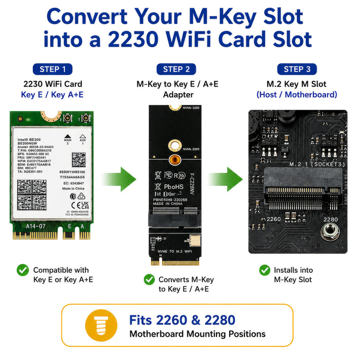 M.2 M-Key auf A + E Key NGFF Slot WLAN-Netzwerkkarte M.2 NGFF PCI Express auf E Key Karte M-Key auf AE Key M.2 WLAN-Adapter