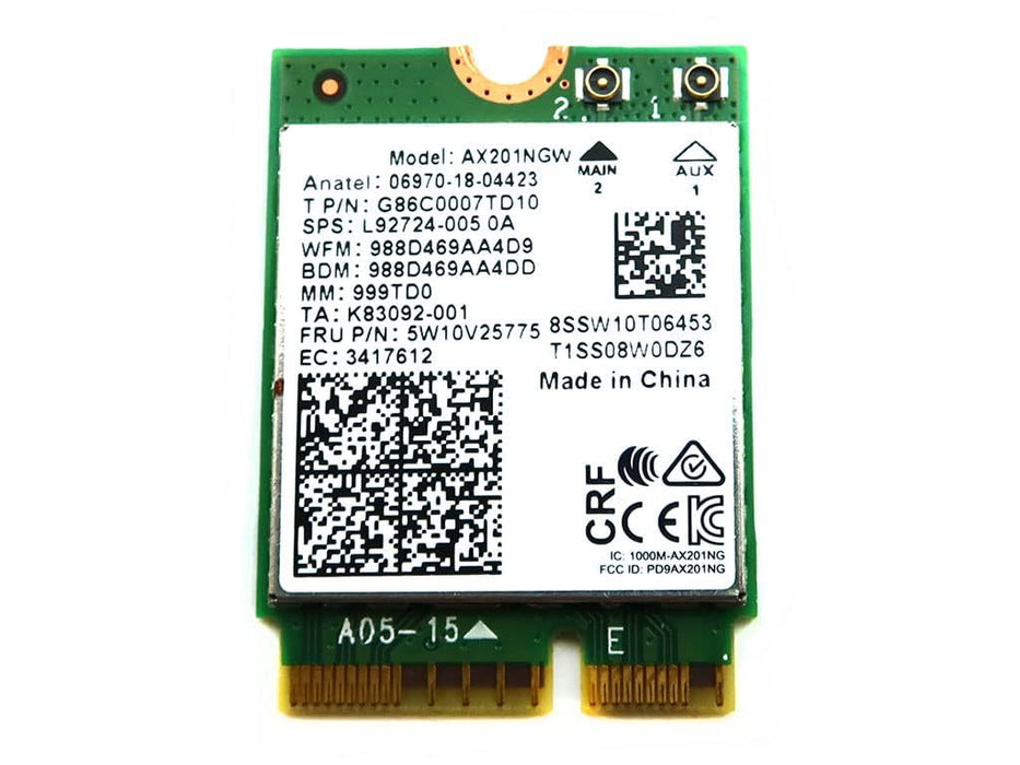 AX201NGW Dual Band CNVio2 M.2 802.11ax WLAN Bluetooth 5.1 WiFi-Karte L92724-005 Kompatibles Ersatzteil für Intel-kompatible und Laptop-Systeme
