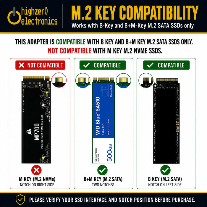 M.2 SATA to SATA Adapter Card | B-Key & B+M Key SSD Converter M2 2230-2280