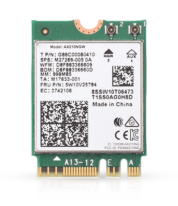 WiFi 6E Adapter für Intel AX210 | Tri-Band 2,4/5/6 GHz | Bis zu 2,4 Gbit/s | M.2 für PCs | Bluetooth 5.3 kompatibel | Funktioniert mit Intel, AMD, Windows 10/11, Linux | Modell AX210NGW Kein vPro