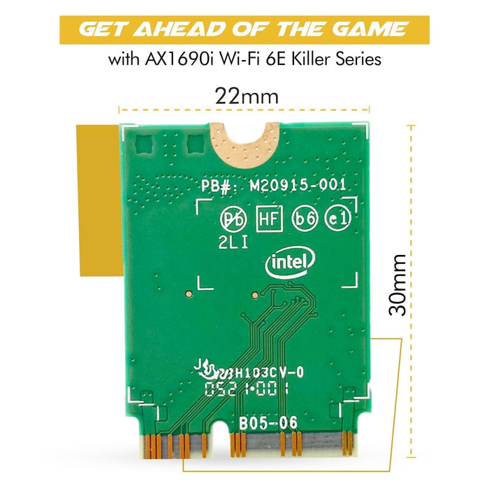 Killer Series for Intel AX1690i WiFi 6E Gaming Adapter Upgrade from AX411| CNVio2 M.2 WiFi Card | High-Speed 3.0 Gbps WiFi for PC | Bluetooth 5.3 Support | Supports Intel 12th+ Gen CPUs