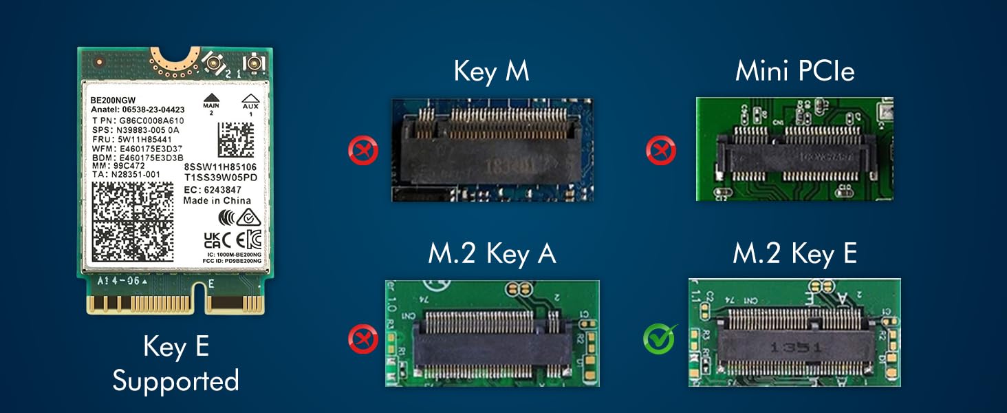 HighZer0 Electronics BE200 WiFi 7 Card | M.2 PCIe WiFi Card | Tri-Band 2.4/5/6 GHz | Up to 5.8 Gbps | Gaming WiFi Card for PC | Supports Bluetooth 5.4 & Intel PCs with Windows 10/11 | BE200NGW