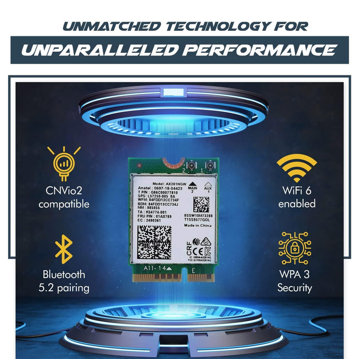 HighZer0 Electronics AX201 WiFi 6 Card | Dual Band Wi-Fi | 2.4 Gbps | CNVio2 M.2 Wifi Card for PC | Supports Bluetooth 5.2 | Requires Intel 10th+ Gen CPU with Windows 10+ or Linux | AX201NGW