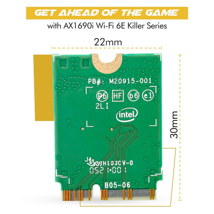 HighZer0 Electronics AX1690i Killer Series Upgraded AX411 WiFi 6E Adapter | Gaming WiFi Adapter | CNVio2 M.2 Wifi Card | 3.0 Gbps WiFi for PC | Bluetooth 5.3 Support | Requires Intel 12th+ Gen CPU