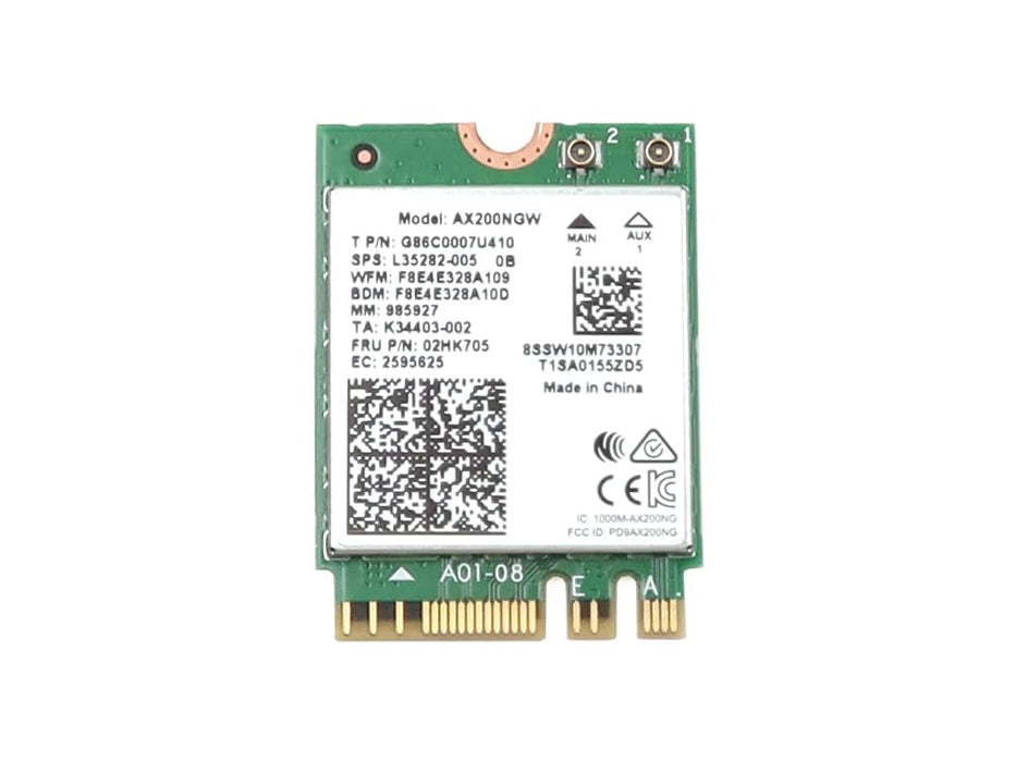 AX200NGW Wi-Fi 6 AX200 (Gig+) PCI-Express M.2 2230 802.11ax WLAN 2,4 Gbps Bluetooth 5.2 WiFi-Karte 02HK705 11S02HK705 Kompatibles Ersatzteil für Intel-kompatible und Laptop-Systeme