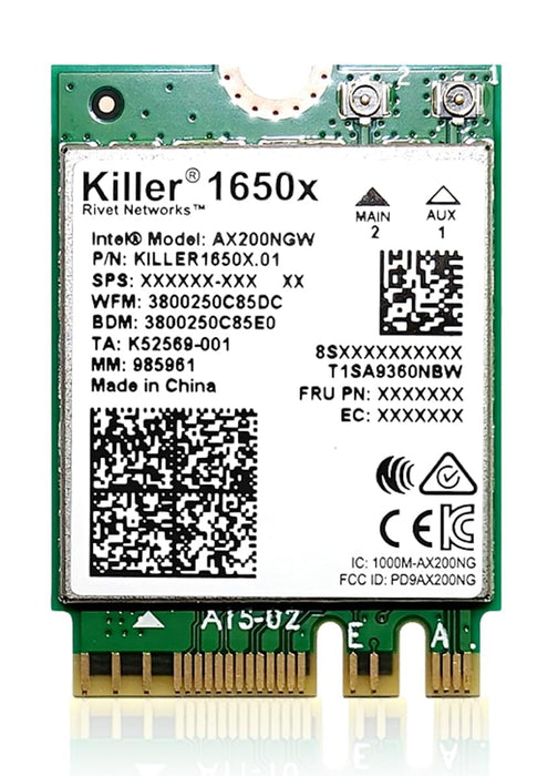 HighZer0 Electronics AX1650x Killer Series WiFi 6 Upgrade | Gaming-WiFi-Adapter | M.2-WiFi-Karte für PC | 2,4 Gbit/s WLAN für PC | Unterstützt Bluetooth 5.2 &amp; Intel, AMD, Windows 10+, Linux