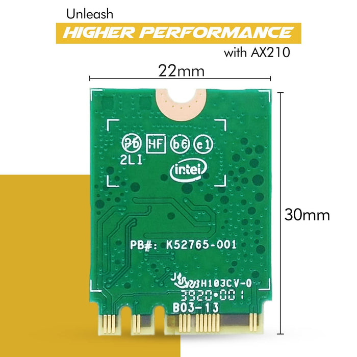 HighZer0 Electronics AX210 WiFi 6E-Karte | Tri-Band 2,4/5/6 GHz WLAN | Bis zu 2,4 Gbit/s | M.2-WLAN-Karte für PC | Kein vPro | Unterstützt Bluetooth 5.3 &amp; Intel, AMD, Windows 10/11, Linux | AX210NGW