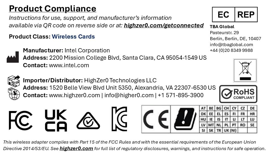 HighZer0 Electronics Wireless-AC 8265 Half Mini PCIe Network Card | 867 Mbps with Bluetooth 4.2 Support | HMC WLAN Replacement Part 8265.HMWG Wi-Fi Card 8265HMW