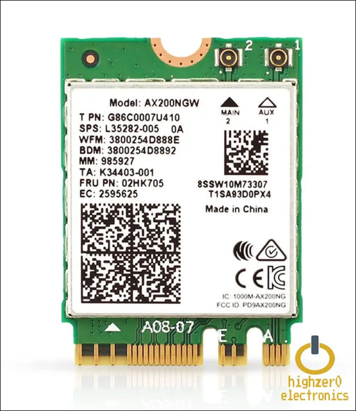 Highzer0 Electronics Ax200 Wi-fi 6 Adapter | Dual-band 802.11ax M.2 Wifi Card for Pc | Up to 2.4 Gbps | no Vpro | Supports Bluetooth 5.2 &