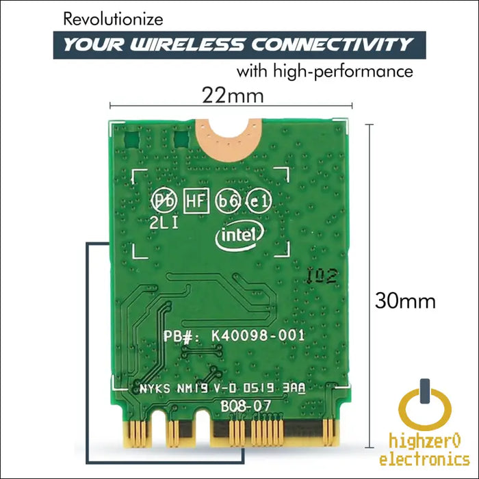 Highzer0 Electronics Ax200 Wifi 6 Adapter | Dual-band 802.11ax M.2 Wifi Card for Pc | Up to 2.4 Gbps | no Vpro | Supports Bluetooth 5.2 &