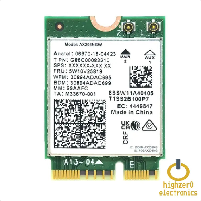 Highzer0 Electronics Ax203 Wifi 6 Card | Dual Band Wi-fi | 1.2 Gbps | Cnvio2 M.2 Wifi for Pc | Supports Bluetooth 5.2 | Requires Intel