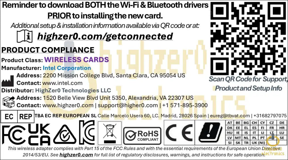 HIGHZER0 ELECTRONICS LEGACY WIFI 4 & 5 CARD MINI PCIE SLOT, NETWORK, CENTRINO WIRELESS-N MINI-PCIE WI-FI FOR INTEL 1000 | HALF | 300 MBPS