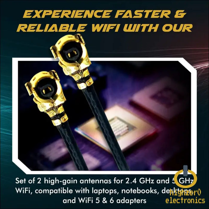 Wifi Antenna for Pc Laptop Desktop & Motherboard | 2.4ghz/5ghz/6ghz | 4th Generation U.fl (compatible with Mhf4 and Ipex4) Connectors on M2